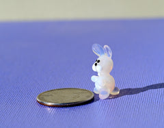 Hand Blown Glass Bunny Figurine: Miniature Collectible Rabbit Sculpture
