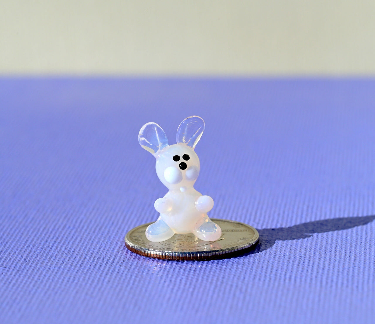 Hand Blown Glass Bunny Figurine: Miniature Collectible Rabbit Sculpture