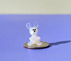 Hand Blown Glass Bunny Figurine: Miniature Collectible Rabbit Sculpture