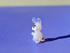 Hand Blown Glass Bunny Figurine: Miniature Collectible Rabbit Sculpture
