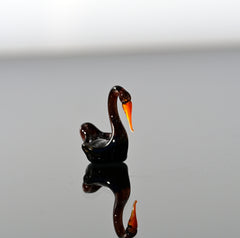Black Swan, Swan Cake Topper, Tiny Glass Animals, Swan Figurine, Glass Swan, Swan Decor, Mini Glass Animals, Swan Gifts, Orange Beak