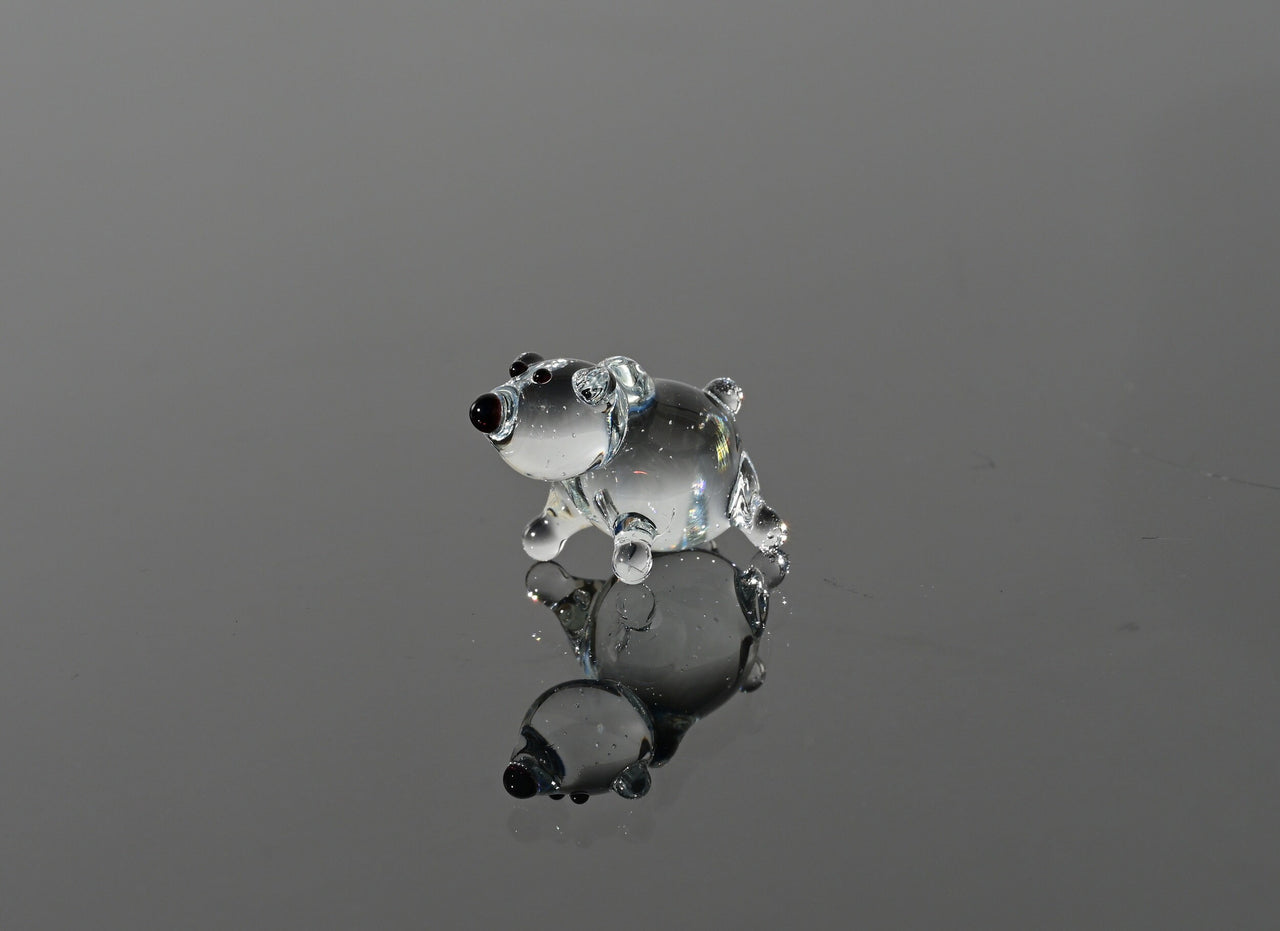 Tiny Glass Bear Figurine: Lampwork Miniature Animal