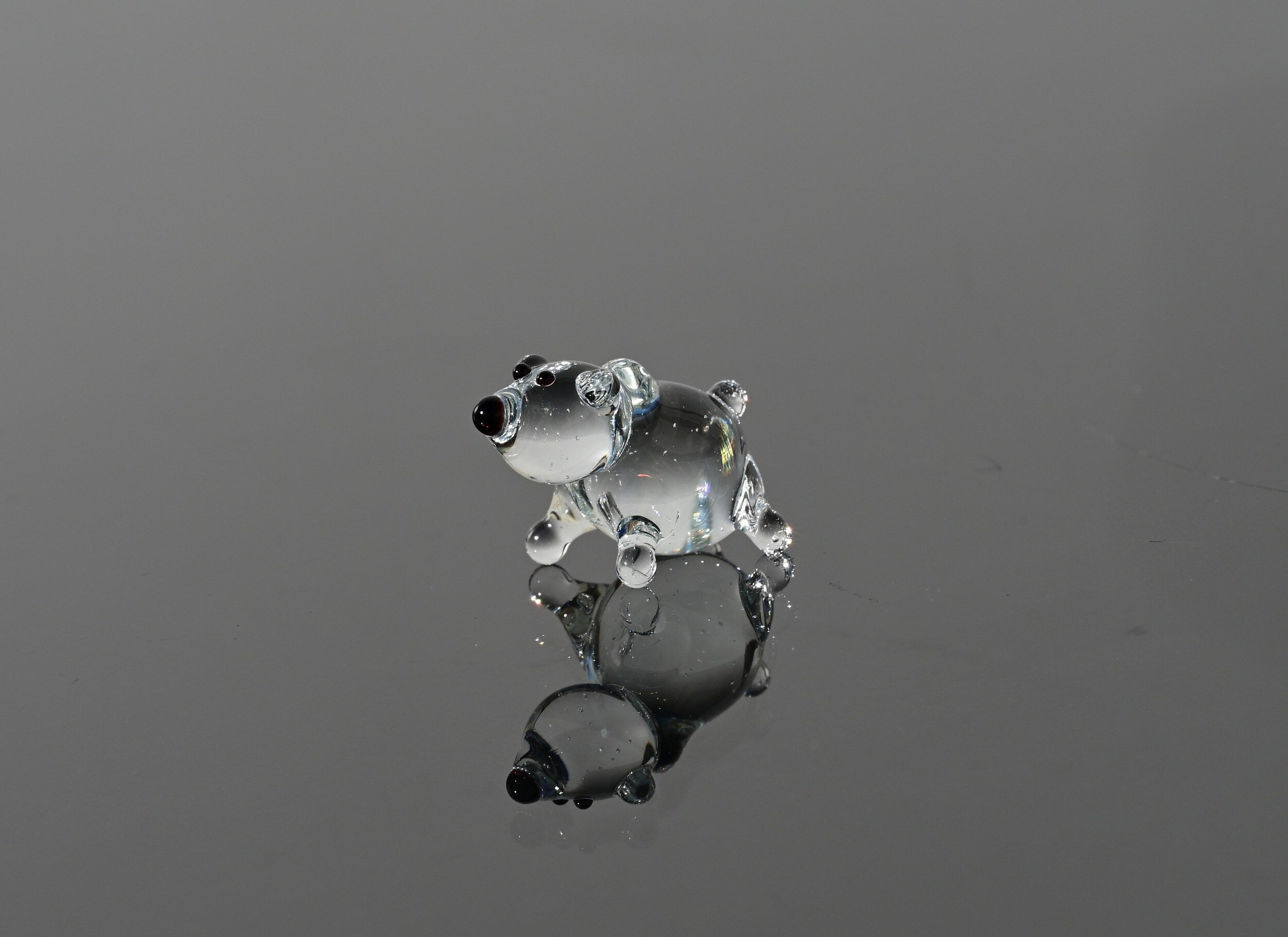 Tiny Glass Bear Figurine: Lampwork Miniature Animal
