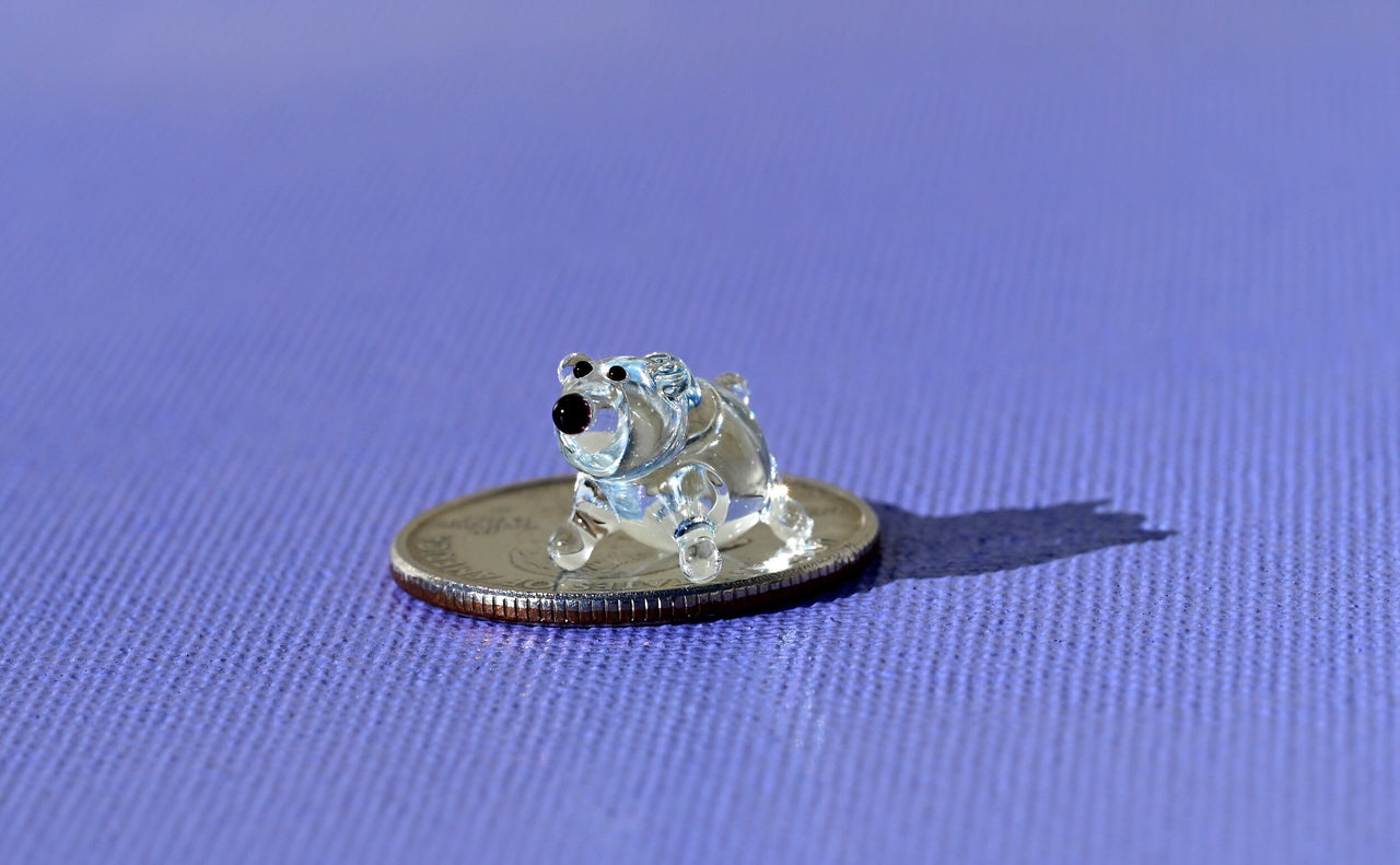 Tiny Glass Bear Figurine: Lampwork Miniature Animal