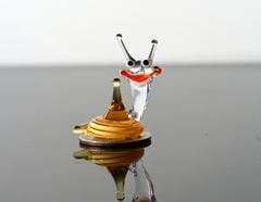 Lampwork Glass Snail Miniature: Whimsical Tiny Figurine