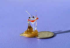 Lampwork Glass Snail Miniature: Whimsical Tiny Figurine