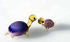 Lampwork Glass Turtle Figurines: Purple Glass Menagerie, Set of Two