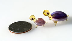 Lampwork Glass Turtle Figurines: Purple Glass Menagerie, Set of Two