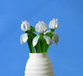 Hand Blown Glass Iris Flower Sculpture: White Clear Art Glass Decor