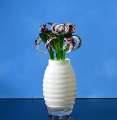 Handmade Leopard Glass Iris Flower: Collectible Art Sculpture