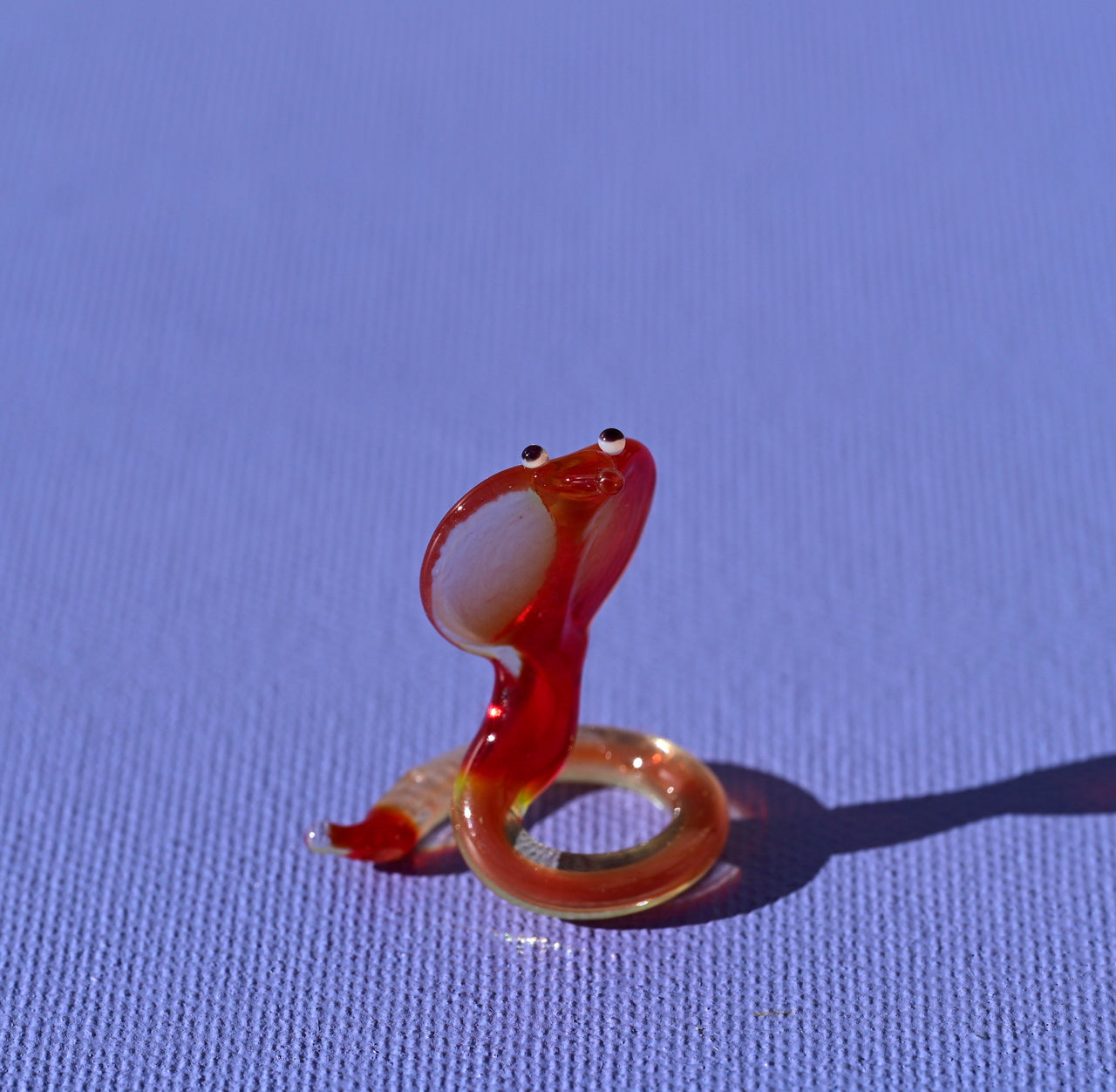 Red Glass Snake Miniature: Red Whimsical Cobra Figurine