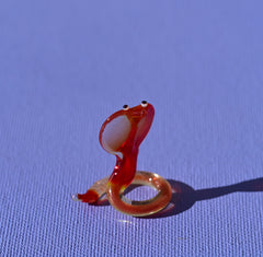 Tiny Glass Animals, Glass Snake Charm Decor, Red Cobra, Year of the Snake, Miniature Glass Animals, Snake Art,