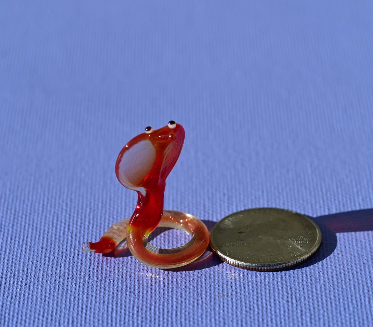 Red Glass Snake Miniature: Red Whimsical Cobra Figurine