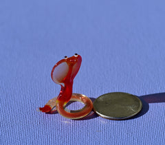 Red Glass Snake Miniature: Red Whimsical Cobra Figurine