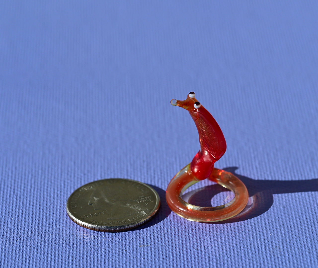 Red Glass Snake Miniature: Red Whimsical Cobra Figurine