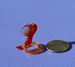 Red Glass Snake Miniature: Red Whimsical Cobra Figurine
