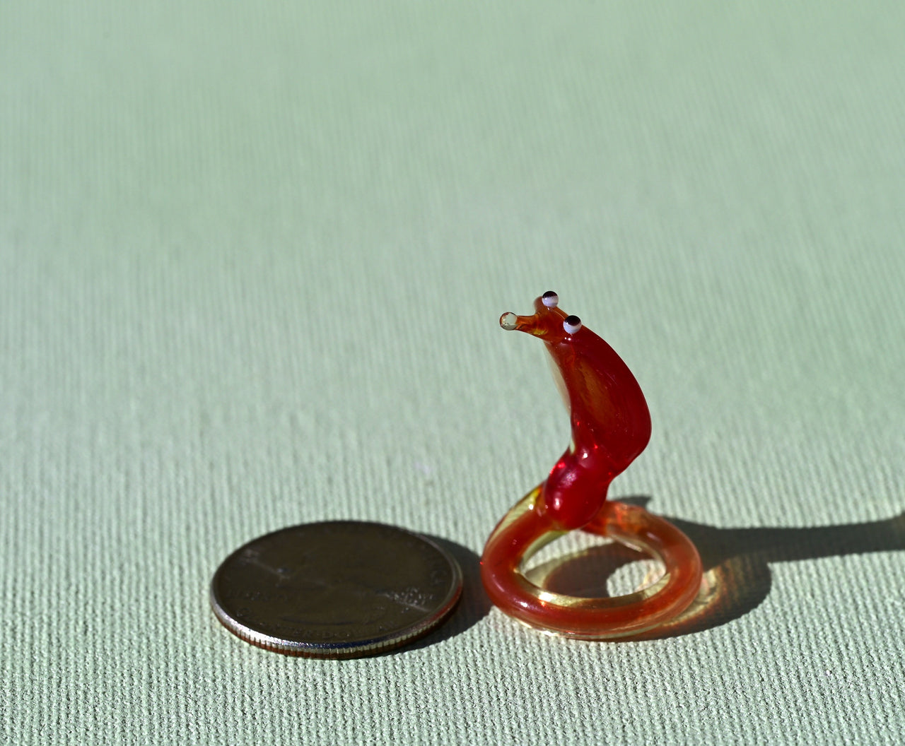 Red Glass Snake Miniature: Red Whimsical Cobra Figurine