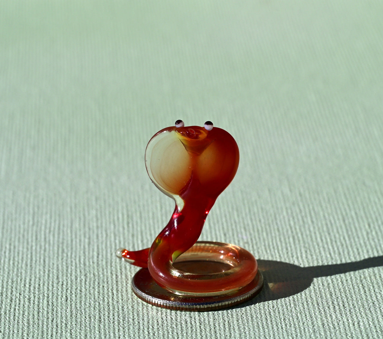 Red Glass Snake Miniature: Red Whimsical Cobra Figurine
