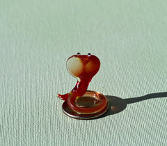 Red Glass Snake Miniature: Red Whimsical Cobra Figurine