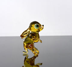 Handmade Amber Glass Bunny Figurine: Whimsical Sculpture