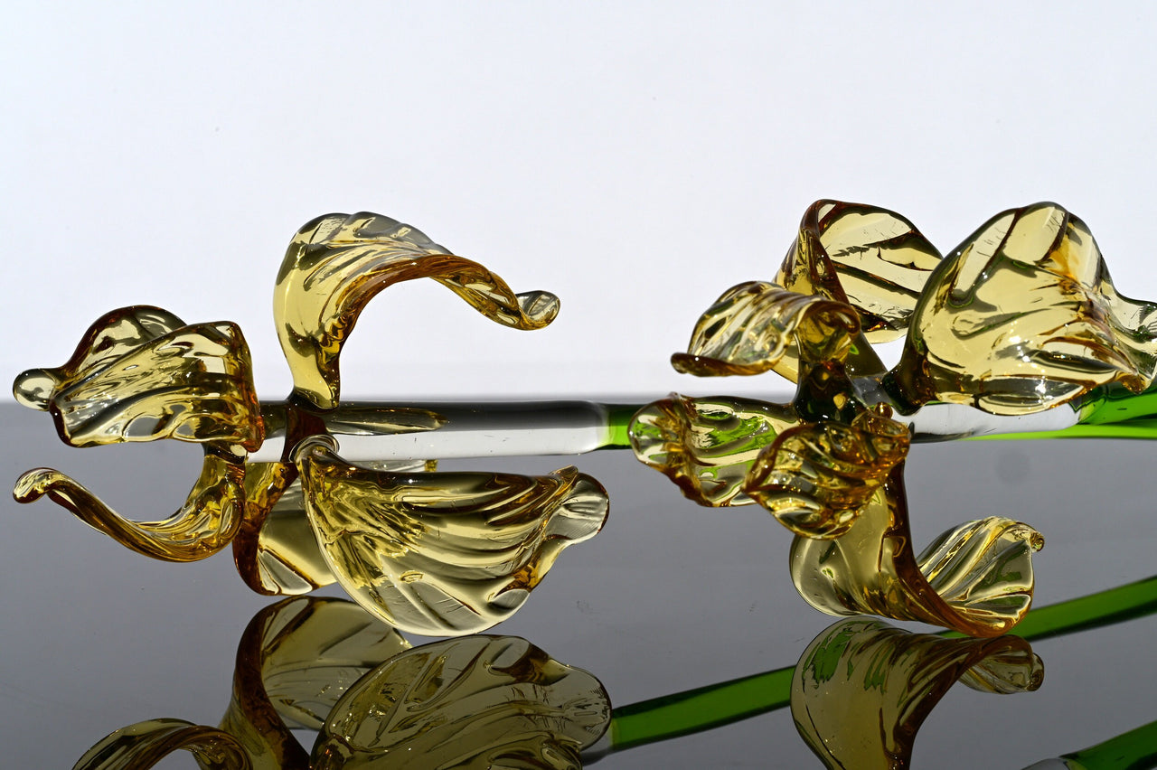 Golden Iris Handblown Glass Flower – Elegant Long Stem Botanical Art, Timeless Gift for Birthdays, Anniversaries & Mother’s Day