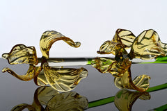 Golden Iris Handblown Glass Flower – Elegant Long Stem Botanical Art, Timeless Gift for Birthdays, Anniversaries & Mother’s Day