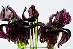 Awesome long stem purple glass Iris flower, purple glass flowers, Excellent addition to your  collection, unique gift.