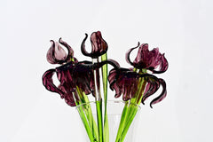 Awesome long stem purple glass Iris flower, purple glass flowers, Excellent addition to your  collection, unique gift.