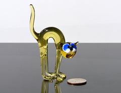Glass Cat Figurine, Cat Statue, Glass Cat, Cat Figure, Cat Art, Glass Sculpture, Large Cat Statue, Glass Animals, Glass Figures, Cats