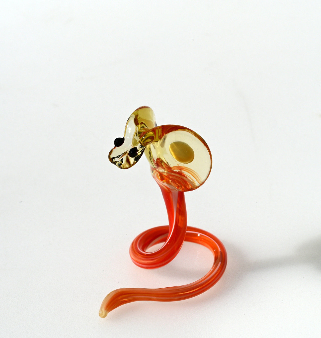 Gracious orange-yellow art glass Cobra, whimsical, character from Glass Menagerie, precious gift.
