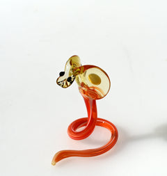 Gracious orange-yellow art glass Cobra, whimsical, character from Glass Menagerie, precious gift.