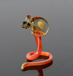 Gracious orange-yellow art glass Cobra, whimsical, character from Glass Menagerie, precious gift.