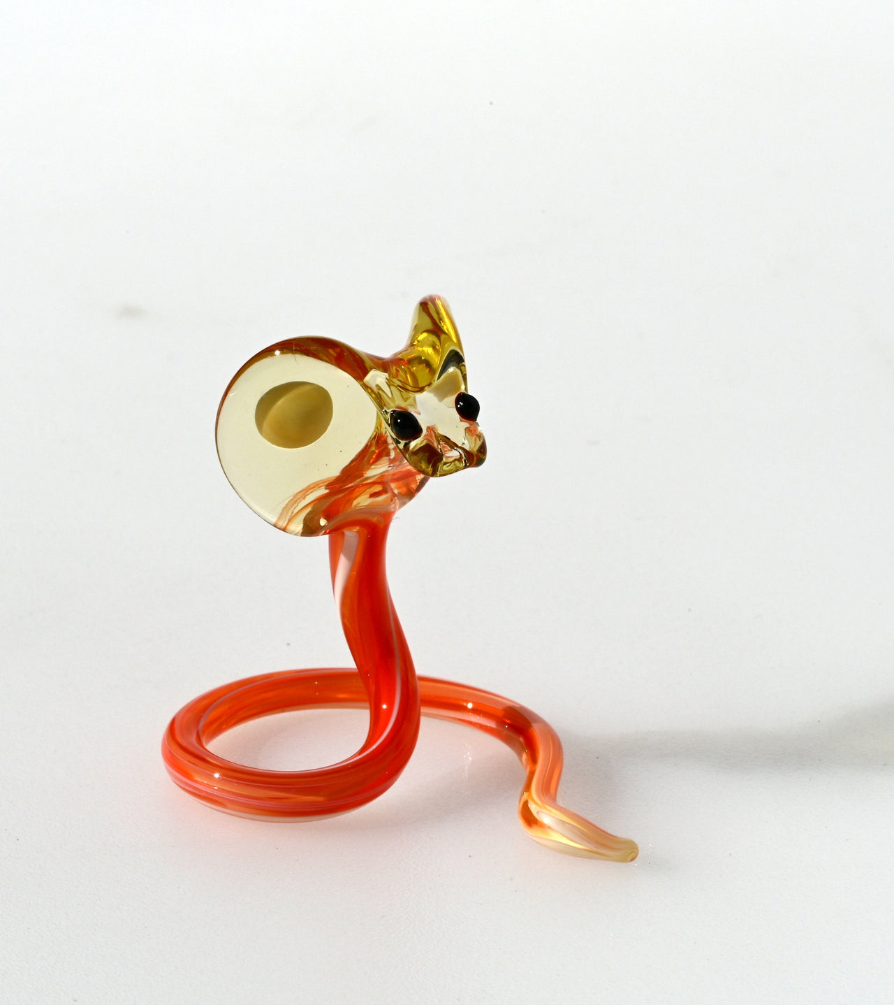 Gracious orange-yellow art glass Cobra, whimsical, character from Glass Menagerie, precious gift.