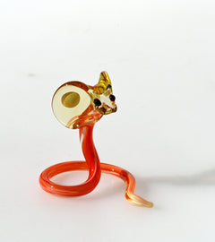 Gracious orange-yellow art glass Cobra, whimsical, character from Glass Menagerie, precious gift.