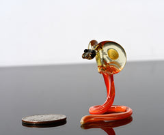 Gracious orange-yellow art glass Cobra, whimsical, character from Glass Menagerie, precious gift.