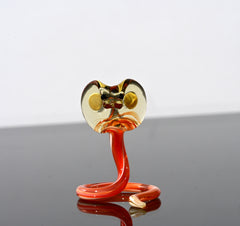Gracious orange-yellow art glass Cobra, whimsical, character from Glass Menagerie, precious gift.