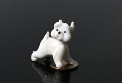 White Glass Westie Dog Figurine: Hand-Made Flame Work Sculpture