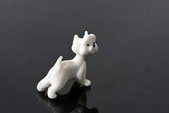 White Glass Westie Dog Figurine: Hand-Made Flame Work Sculpture