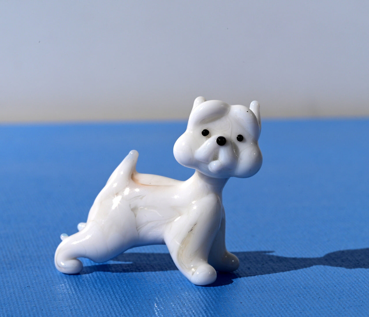 White Glass Westie Dog Figurine: Hand-Made Flame Work Sculpture