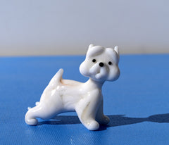 White Glass Westie Dog Figurine: Hand-Made Flame Work Sculpture