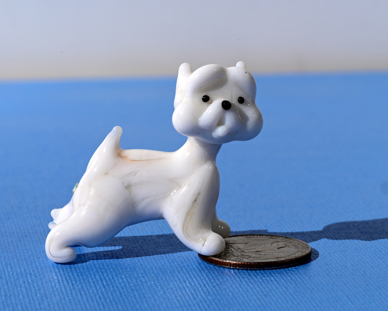 White Glass Westie Dog Figurine: Hand-Made Flame Work Sculpture
