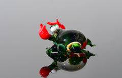 Handmade Glass Crab Figurine: Whimsical Clear-Green Sculpture