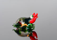 Handmade Glass Crab Figurine: Whimsical Clear-Green Sculpture