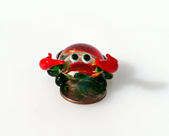 Handmade Glass Crab Figurine: Whimsical Clear-Green Sculpture