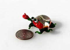 Handmade Glass Crab Figurine: Whimsical Clear-Green Sculpture