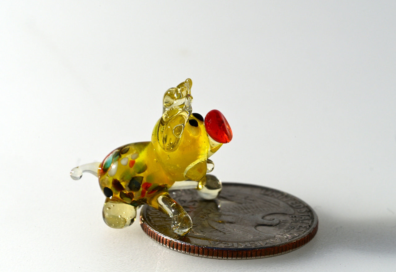 TinyGlass Pig Figurine: Whimsical Amber Sculpture
