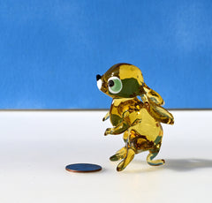 Handmade Amber Glass Bunny Figurine: Whimsical Sculpture