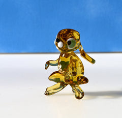 Handmade Amber Glass Bunny Figurine: Whimsical Sculpture