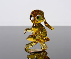 Handmade Amber Glass Bunny Figurine: Whimsical Sculpture