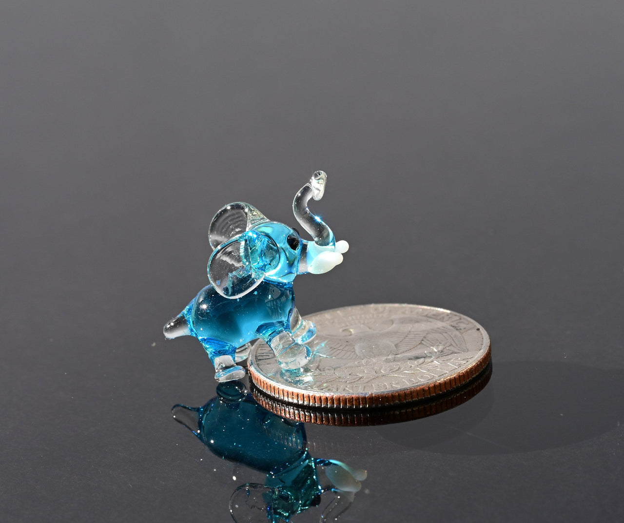 Baby Elephant, Blue Glass Elephant, Elephant Gifts, Tiny Glass Animals, Elephant Figurine, Glass Animals, Mini Glass Animals, Art, Decor